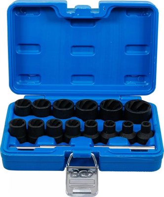 Bult- & Mutteravdragare 1/2”, 8–27 mm – 16-delars specialhylssats